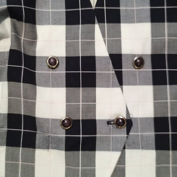 Vintage HBS 12 blue white plaid blazer - Picture 2 of 3